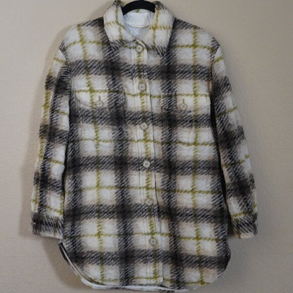 Aritzia Wilfred Free The Ganna Shacket Plaid Wool XS Oversized Gorpcore - Picture 2 of 11